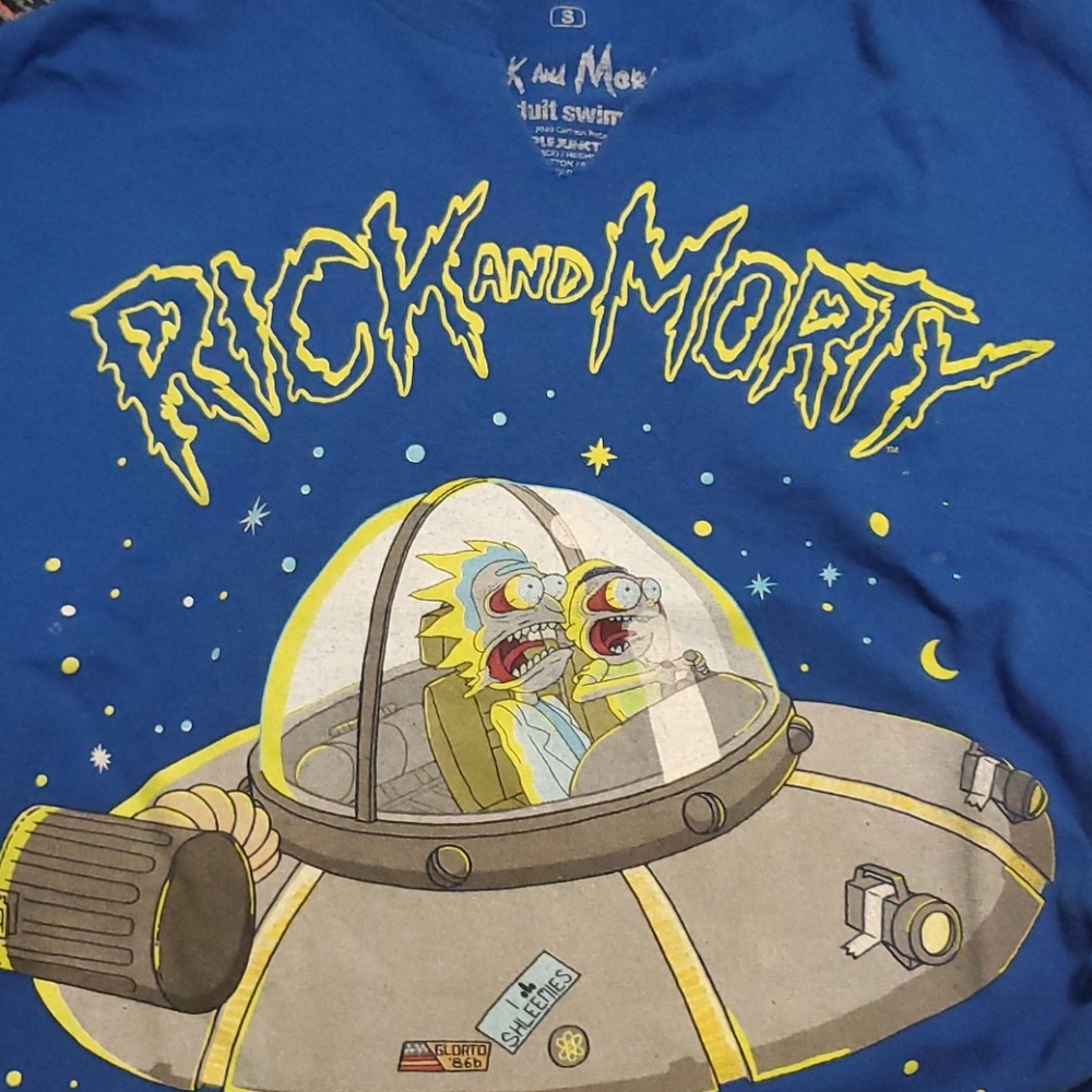 BLUE Rick and Morty Crop Top. SMALL.